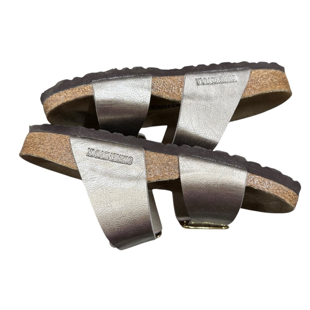 Birkenstock Sydney Cushion Buckle Metallic Sandals Like New Sz 37 - Picture 4 of 7